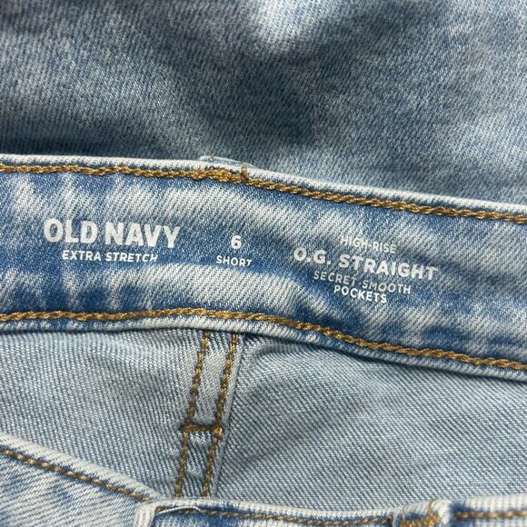 Old Navy Women's High Rise OG Straight Stretch Button Fly Denim Jeans 6 Short - Picture 7 of 8